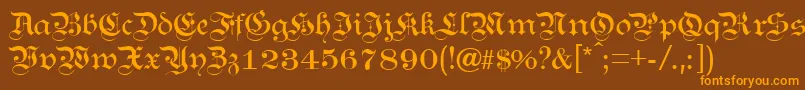 フォントKANZL    – オレンジ色の文字が茶色の背景にあります。