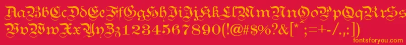 フォントKANZL    – 赤い背景にオレンジの文字