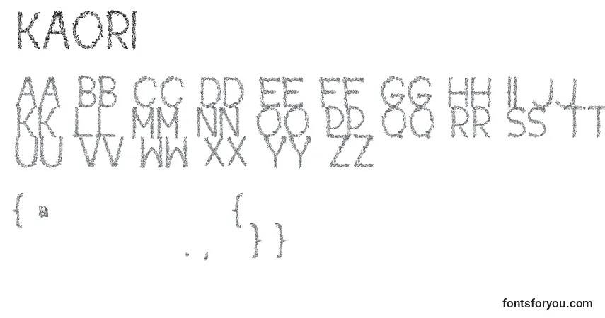 A fonte Kaori (131366) – alfabeto, números, caracteres especiais
