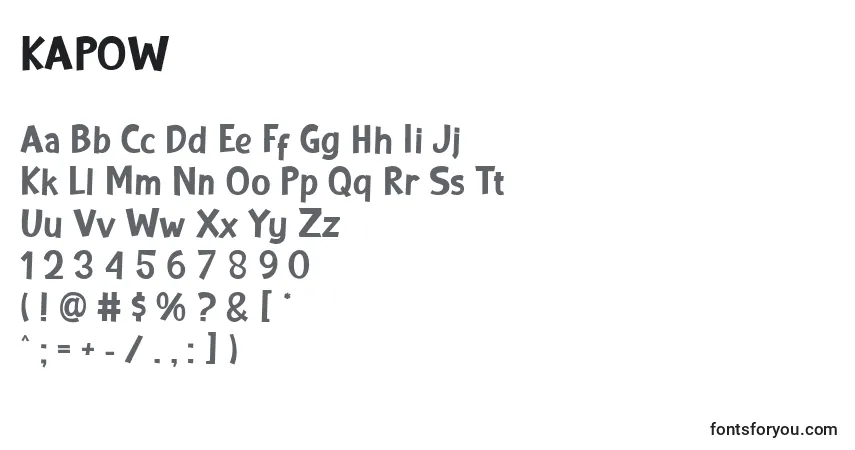 KAPOW-fontti – aakkoset, numerot, erikoismerkit