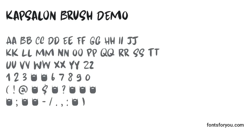 Шрифт Kapsalon Brush DEMO – алфавит, цифры, специальные символы