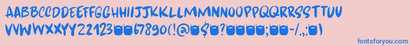 Fonte Kapsalon Brush DEMO – fontes azuis em um fundo rosa