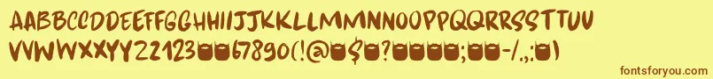Kapsalon Brush DEMO-fontti – ruskeat fontit keltaisella taustalla