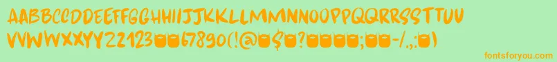 Czcionka Kapsalon Brush DEMO – pomarańczowe czcionki na zielonym tle