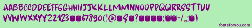 Подробнее о шрифте Kapsalon Brush DEMO Шрифт Kapsalon Brush DEMO – фиолетовые шрифты на зелёном фоне