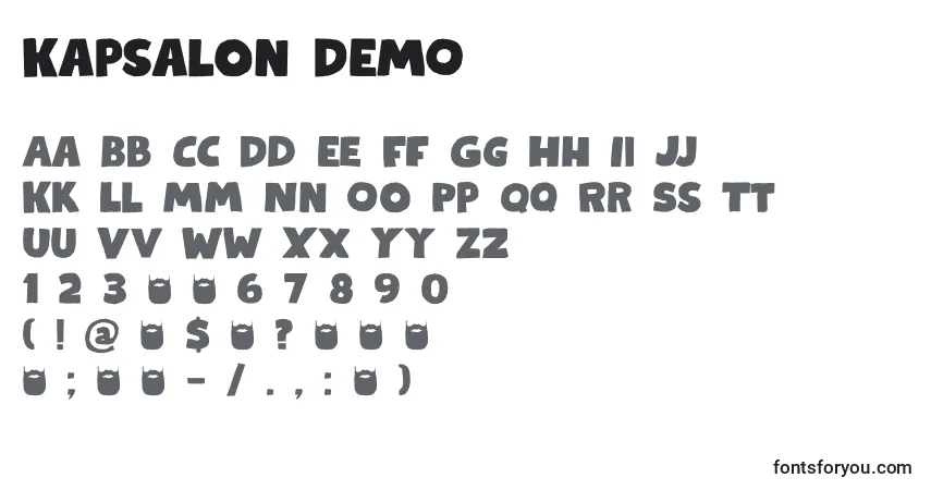 Czcionka Kapsalon DEMO – alfabet, cyfry, specjalne znaki
