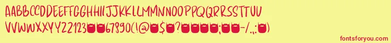 Шрифт Kapsalon Pencil DEMO – красные шрифты на жёлтом фоне