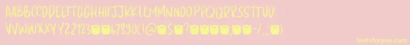 Kapsalon Pencil DEMO-Schriftart – Gelbe Schriften auf rosa Hintergrund