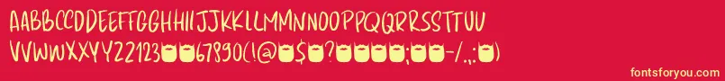 Fonte Kapsalon Pencil DEMO – fontes amarelas em um fundo vermelho