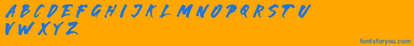 Karam Font – Blue Fonts on Orange Background