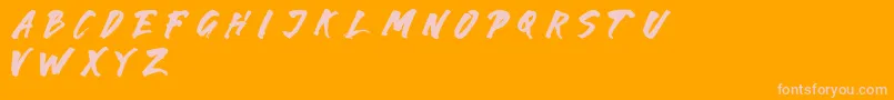 Karam-Schriftart – Rosa Schriften auf orangefarbenem Hintergrund