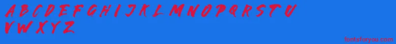 フォントKaram – 赤い文字の青い背景