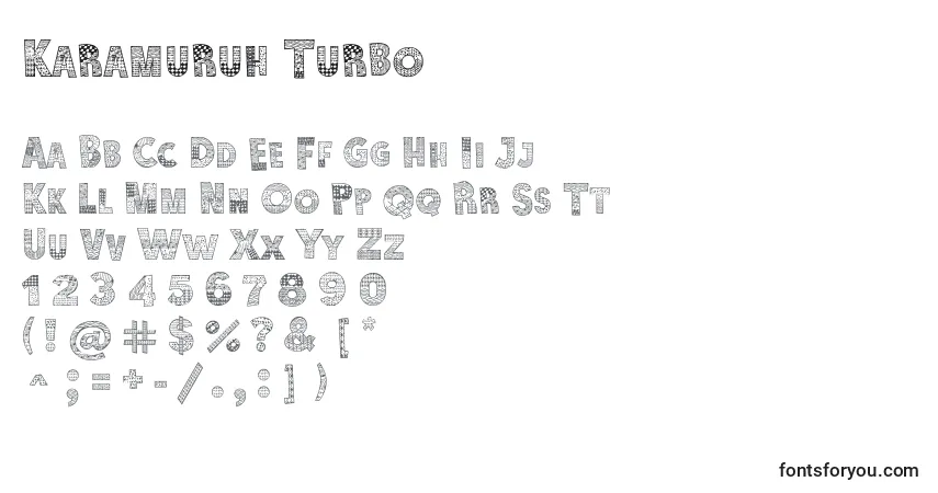 Karamuruh Turbo-fontti – aakkoset, numerot, erikoismerkit
