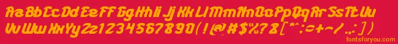 フォントKARATE BOLD – 赤い背景にオレンジの文字