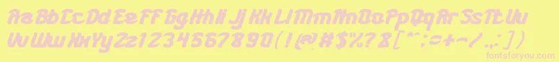 フォントKARATE BOLD – ピンクのフォント、黄色の背景