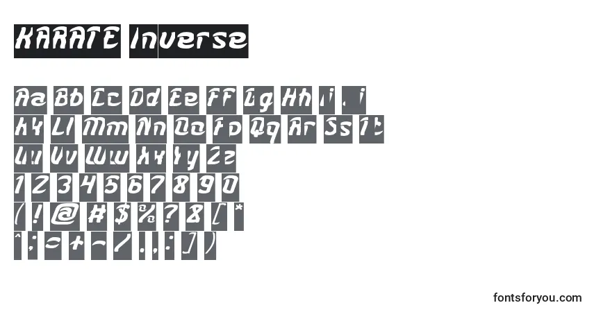 Schriftart KARATE Inverse – Alphabet, Zahlen, spezielle Symbole