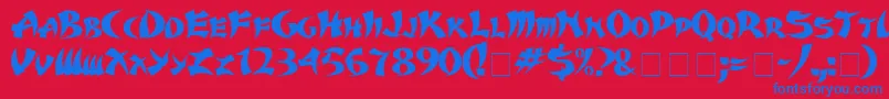 Karate Font – Blue Fonts on Red Background