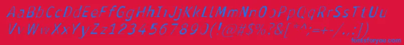 AntavianaItalic-Schriftart – Blaue Schriften auf rotem Hintergrund