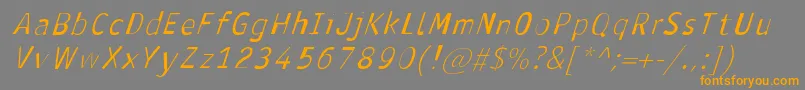 AntavianaItalicフォントについての詳細 フォントAntavianaItalic – オレンジの文字は灰色の背景にあります。