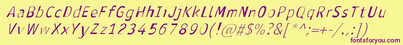 AntavianaItalic Font – Purple Fonts on Yellow Background