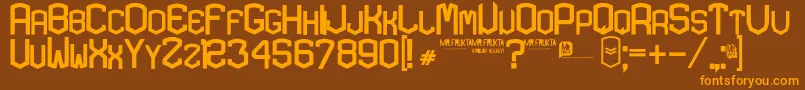 KARDON  EXTRA bold-Schriftart – Orangefarbene Schriften auf braunem Hintergrund