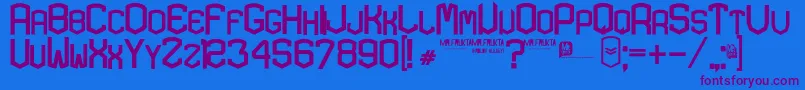 Czcionka KARDON  EXTRA bold – fioletowe czcionki na niebieskim tle