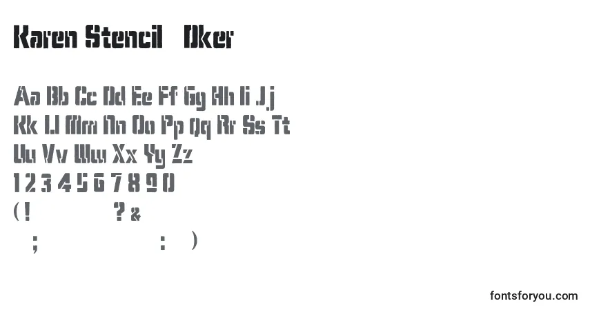 Czcionka Karen Stencil   Dker – alfabet, cyfry, specjalne znaki