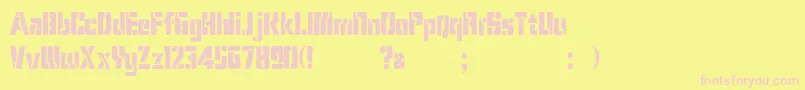 フォントKaren Stencil   Dker – ピンクのフォント、黄色の背景