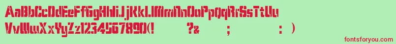 フォントKaren Stencil   Dker – 赤い文字の緑の背景