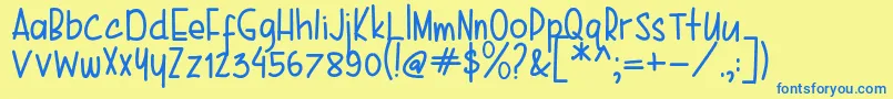 Karenina Handwriting Font – Blue Fonts on Yellow Background
