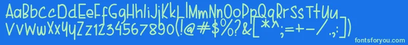 Karenina Handwriting Font – Green Fonts on Blue Background
