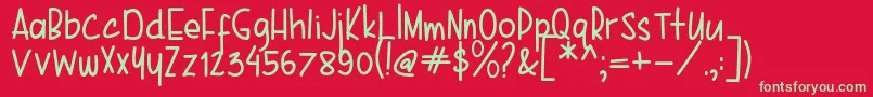 Karenina Handwriting Font – Green Fonts on Red Background