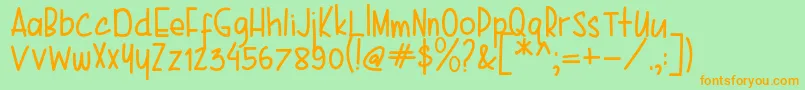 Karenina Handwriting Font – Orange Fonts on Green Background