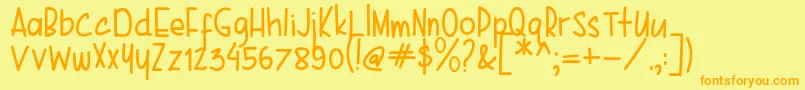 Karenina Handwriting Font – Orange Fonts on Yellow Background