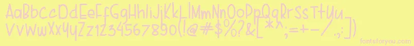 フォントKarenina Handwriting – ピンクのフォント、黄色の背景