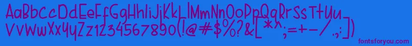 Karenina Handwriting Font – Purple Fonts on Blue Background