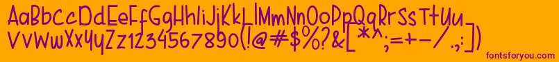 Karenina Handwriting Font – Purple Fonts on Orange Background