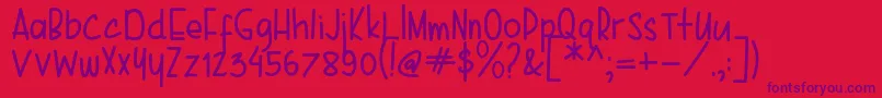 Karenina Handwriting Font – Purple Fonts on Red Background