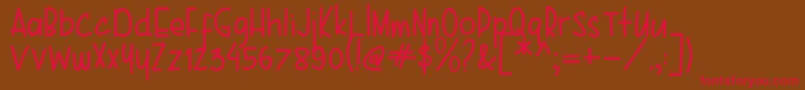Karenina Handwriting Font – Red Fonts on Brown Background