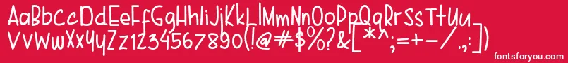 Czcionka Karenina Handwriting – białe czcionki na czerwonym tle