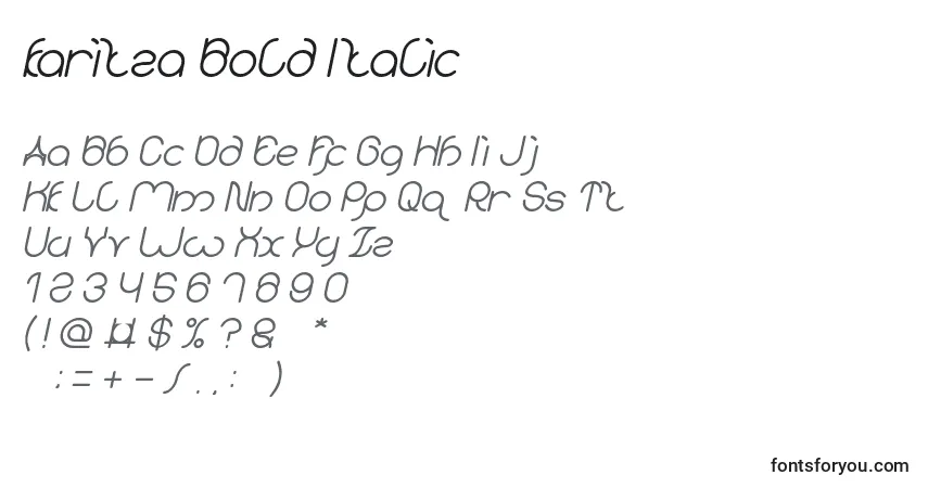 Czcionka Karitza Bold Italic – alfabet, cyfry, specjalne znaki