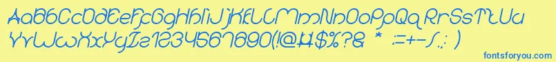 Шрифт karitza Bold Italic – синие шрифты на жёлтом фоне