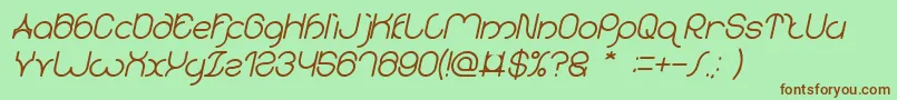 Шрифт karitza Bold Italic – коричневые шрифты на зелёном фоне