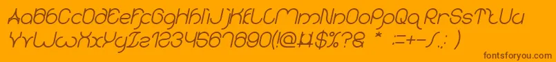 karitza Bold Italic-Schriftart – Braune Schriften auf orangefarbenem Hintergrund