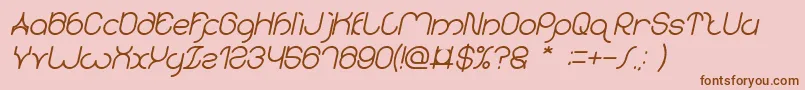 karitza Bold Italic-fontti – ruskeat fontit vaaleanpunaisella taustalla