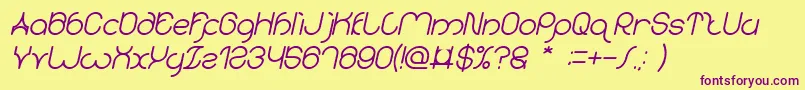 karitza Bold Italic-fontti – violetit fontit keltaisella taustalla