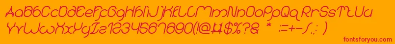 karitza Bold Italic-Schriftart – Rote Schriften auf orangefarbenem Hintergrund