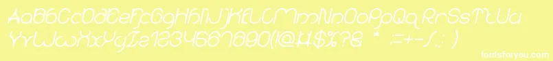 Шрифт karitza Bold Italic – белые шрифты на жёлтом фоне