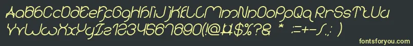 フォントkaritza Bold Italic – 黒い背景に黄色の文字