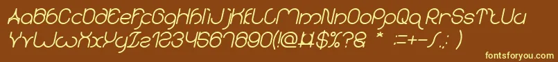 karitza Bold Italic-fontti – keltaiset fontit ruskealla taustalla